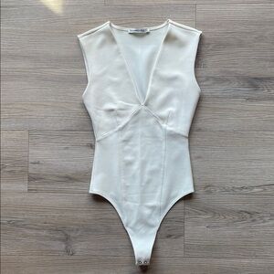 Abercrombie & Fitch Cream Sleeveless Bodysuit